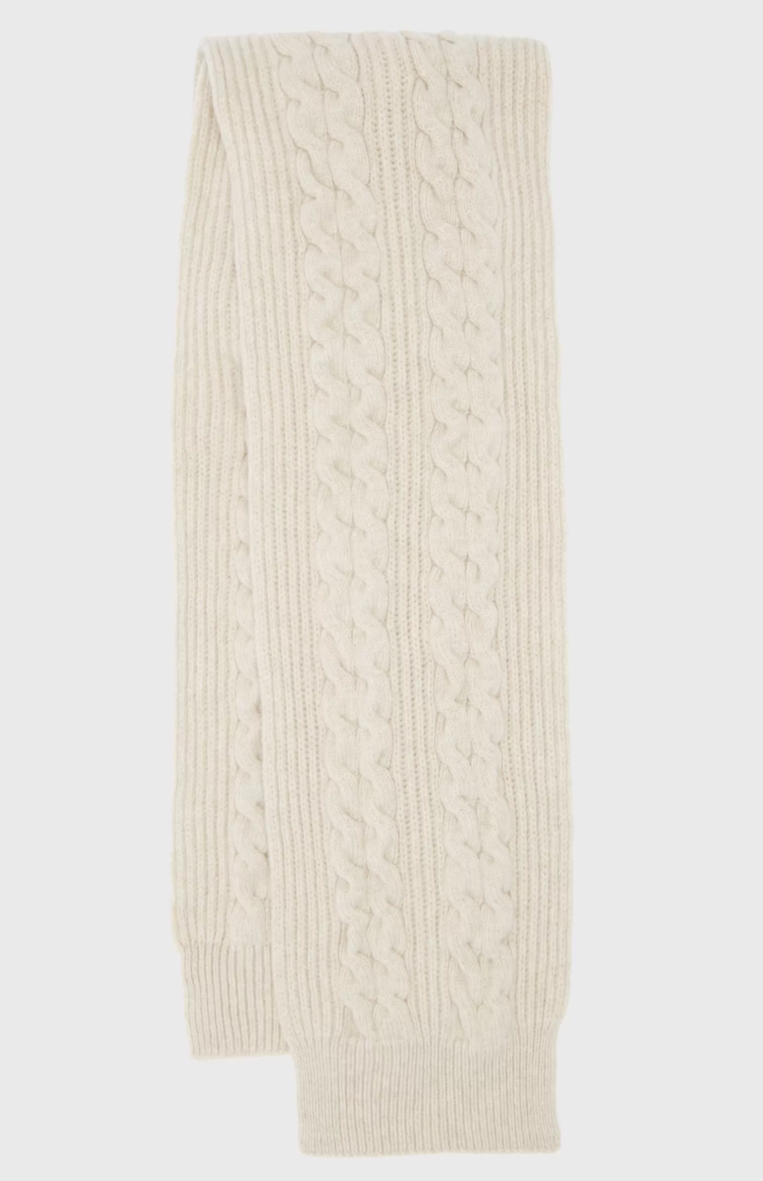 Women Pringle of Scotland All Over Rib And Cable Detail Scarf In Light Oatmeal