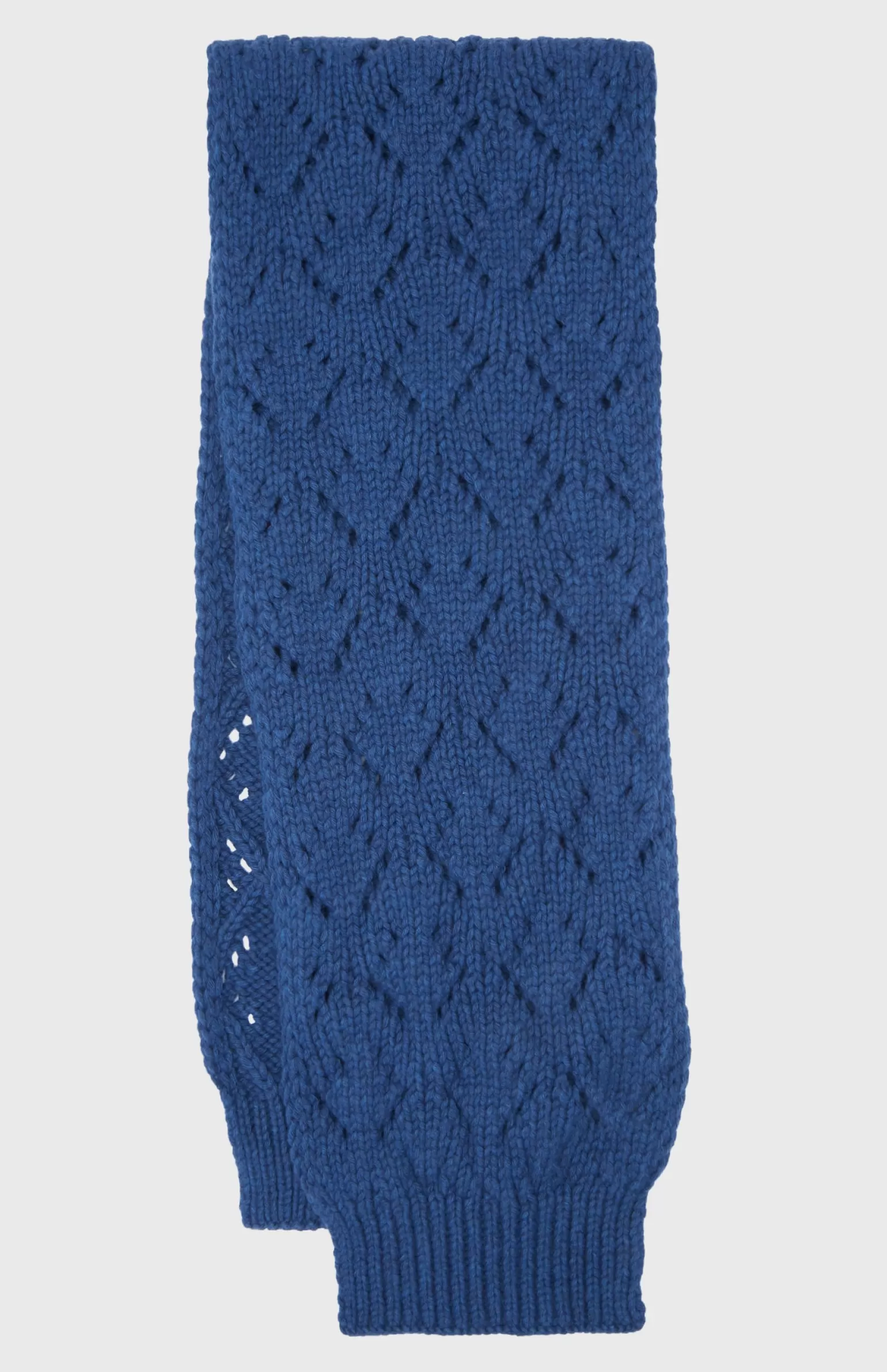 Women Pringle of Scotland Allover Diamond Eyelet Stitch Scarf In Storm Blue Melange
