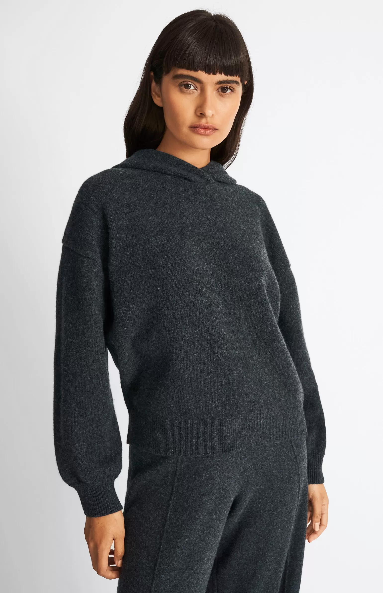 Women Pringle of Scotland Cashmere Blend Hoodie In Charcoal