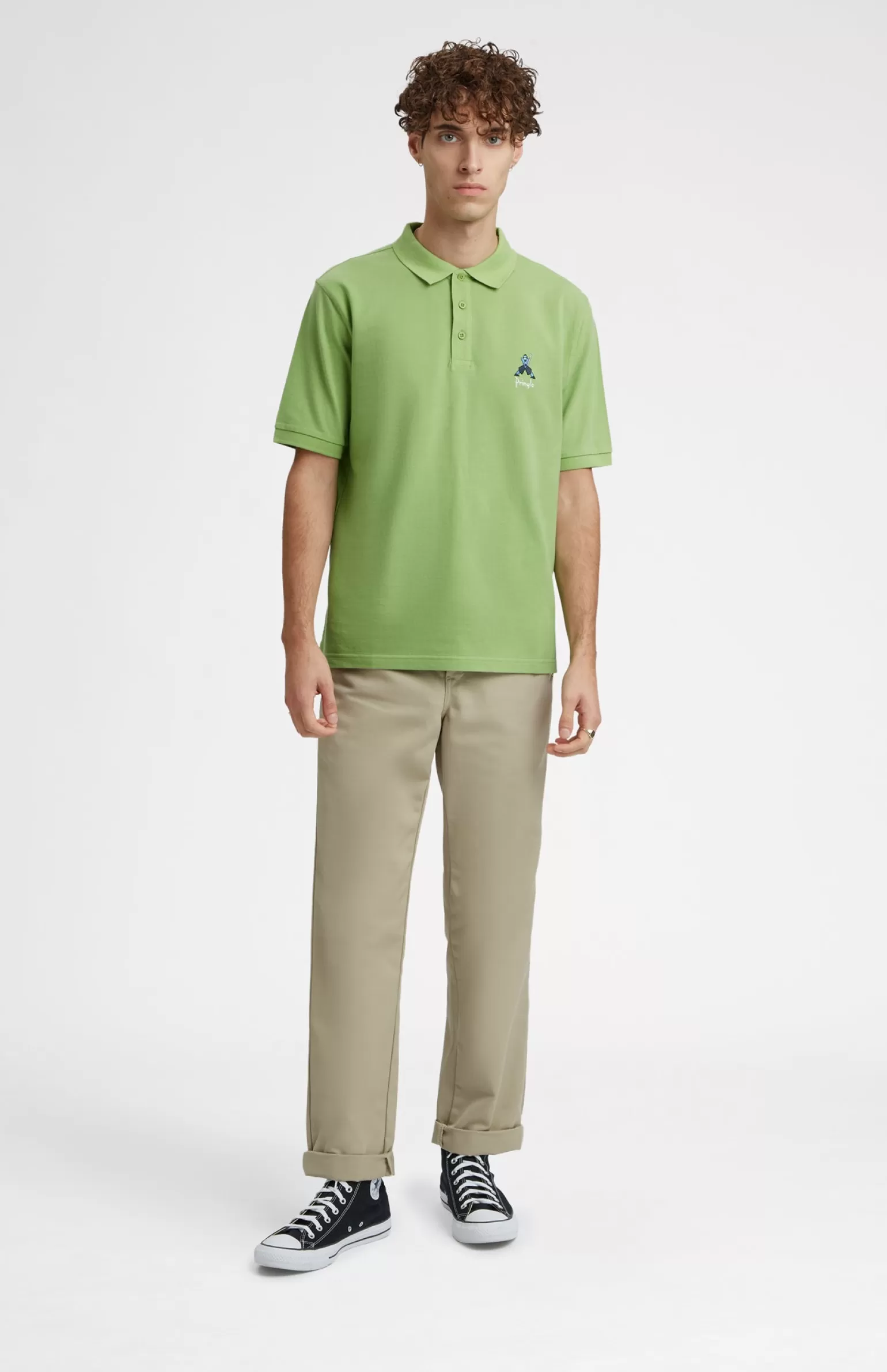 Pringle of Scotland Geometric George Golf Cotton Polo Shirt In Field Green