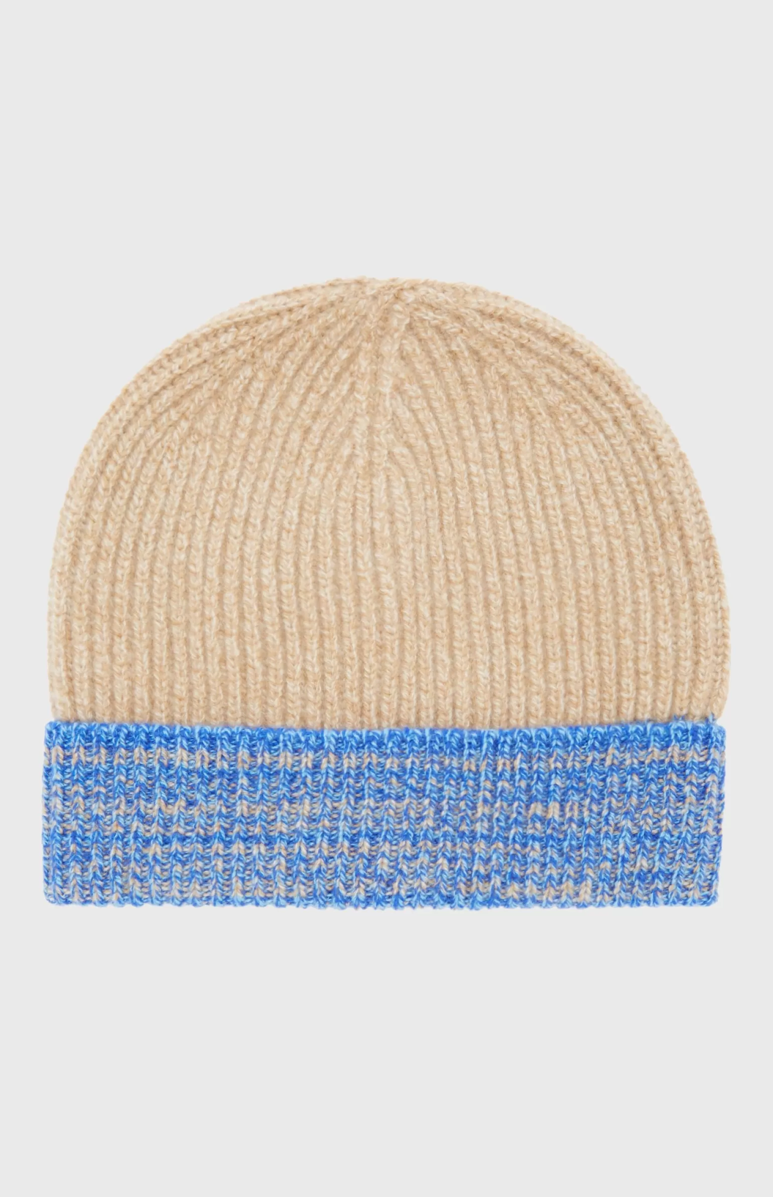 Pringle of Scotland Men's Lambswool Beanie With A Mouline Degrade Effect In Cobalt And Camel