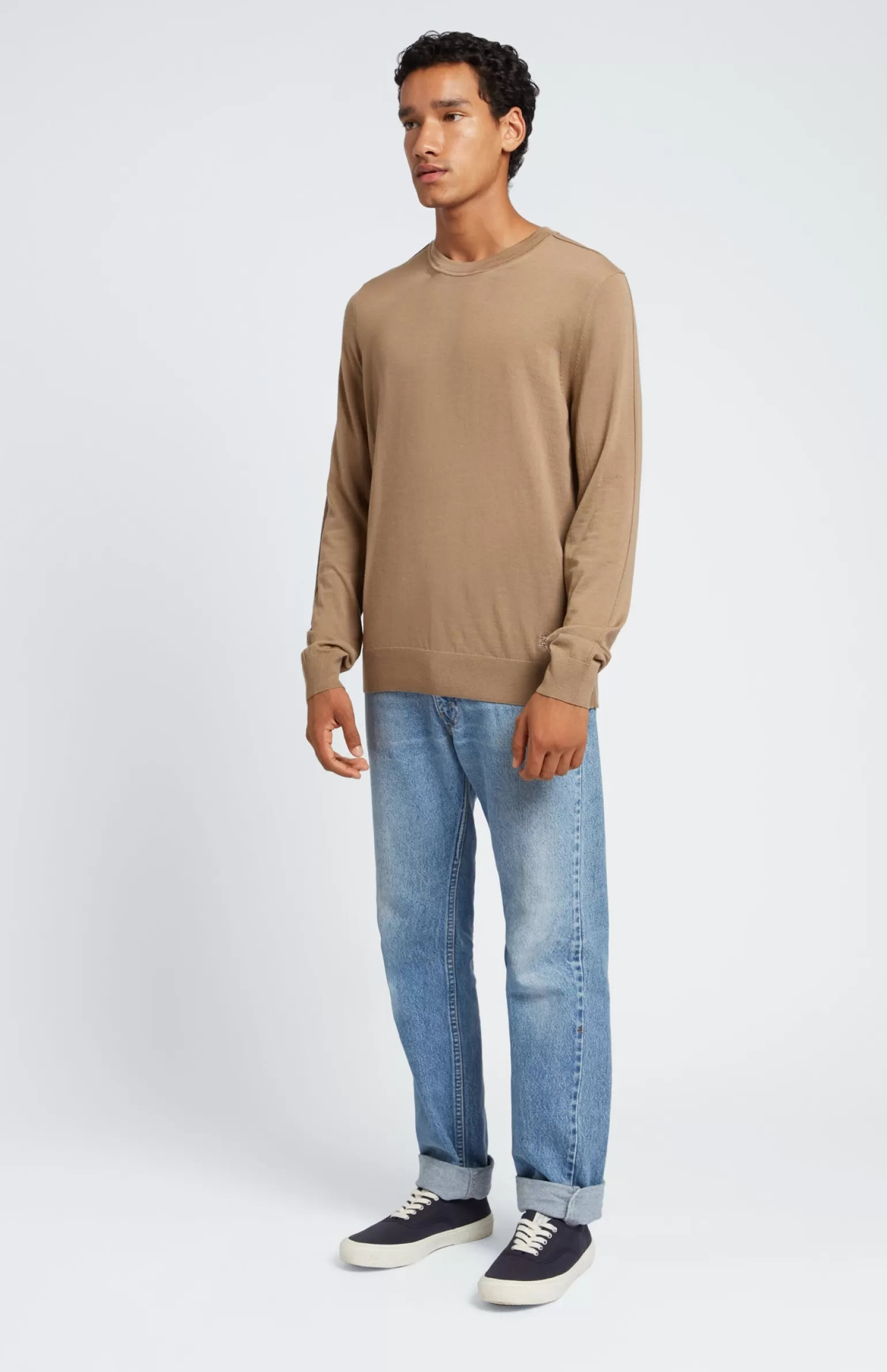 Pringle of Scotland Men's Round Neck Merino Jumper In Tan