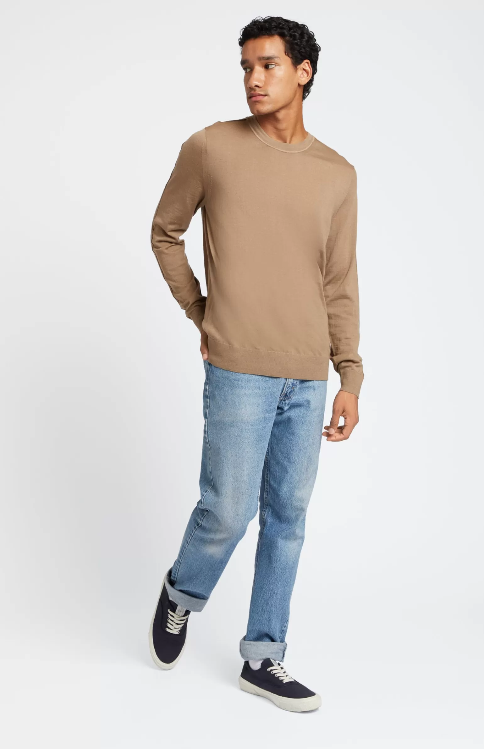 Pringle of Scotland Men's Round Neck Merino Jumper In Tan