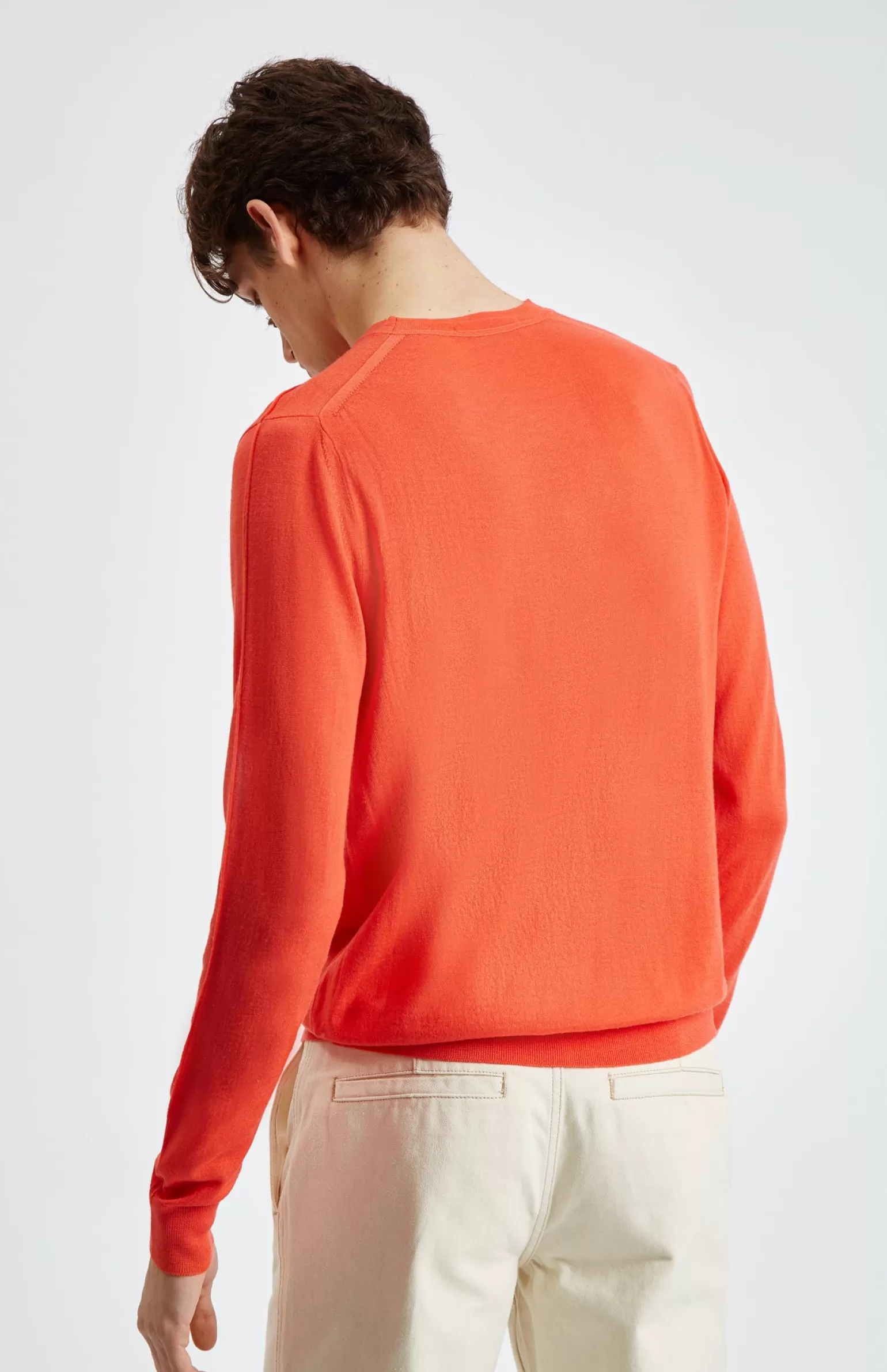 Pringle of Scotland Round Neck Merino Wool Jumper In Pumpkin