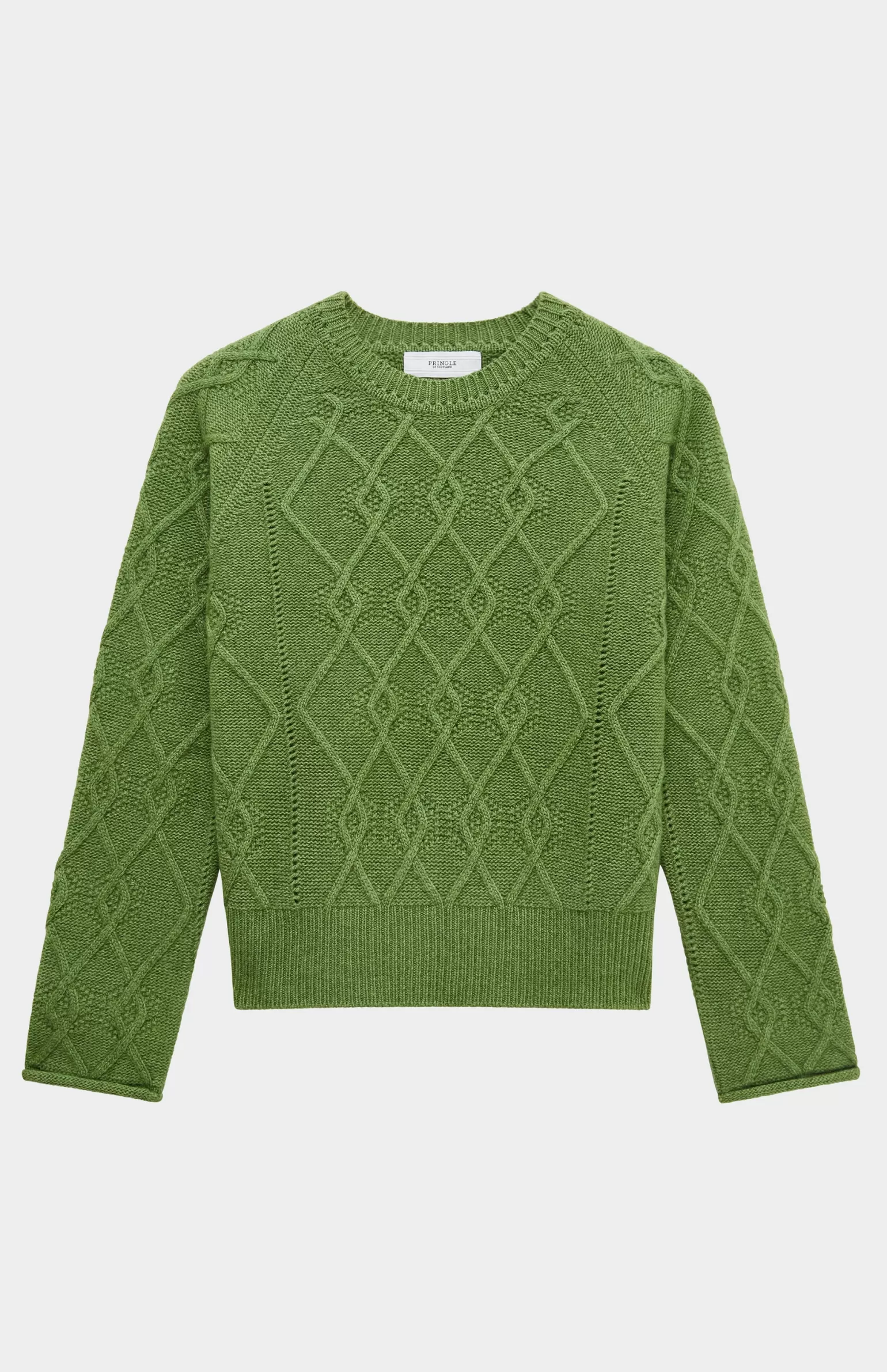 Women Pringle of Scotland Round Neck Multi Textured Cashmere Blend Jumper In Wood Sage