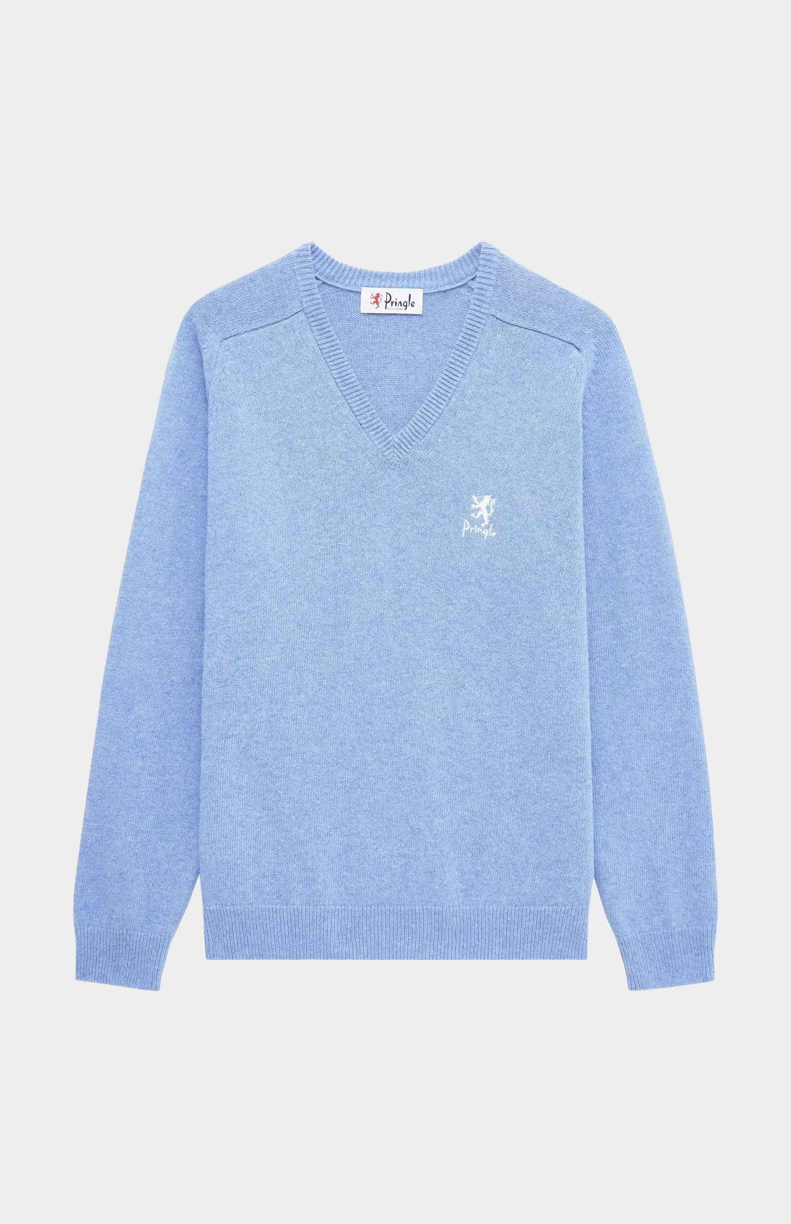 Women Pringle of Scotland Women's Archive V Neck Lambswool Blend Jumper In Carolina Blue