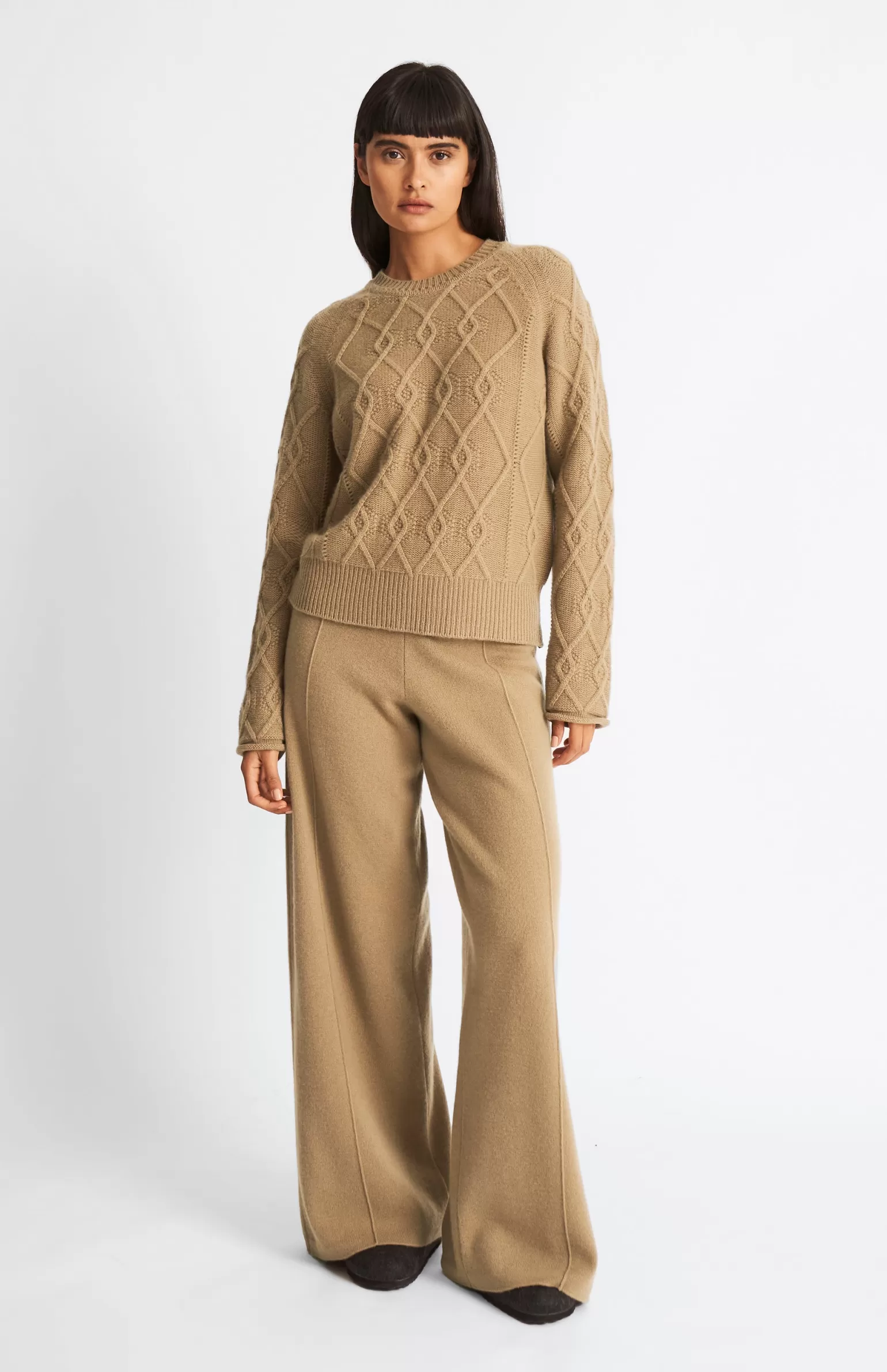 Women Pringle of Scotland Women's Cashmere Blend Trousers In Camel