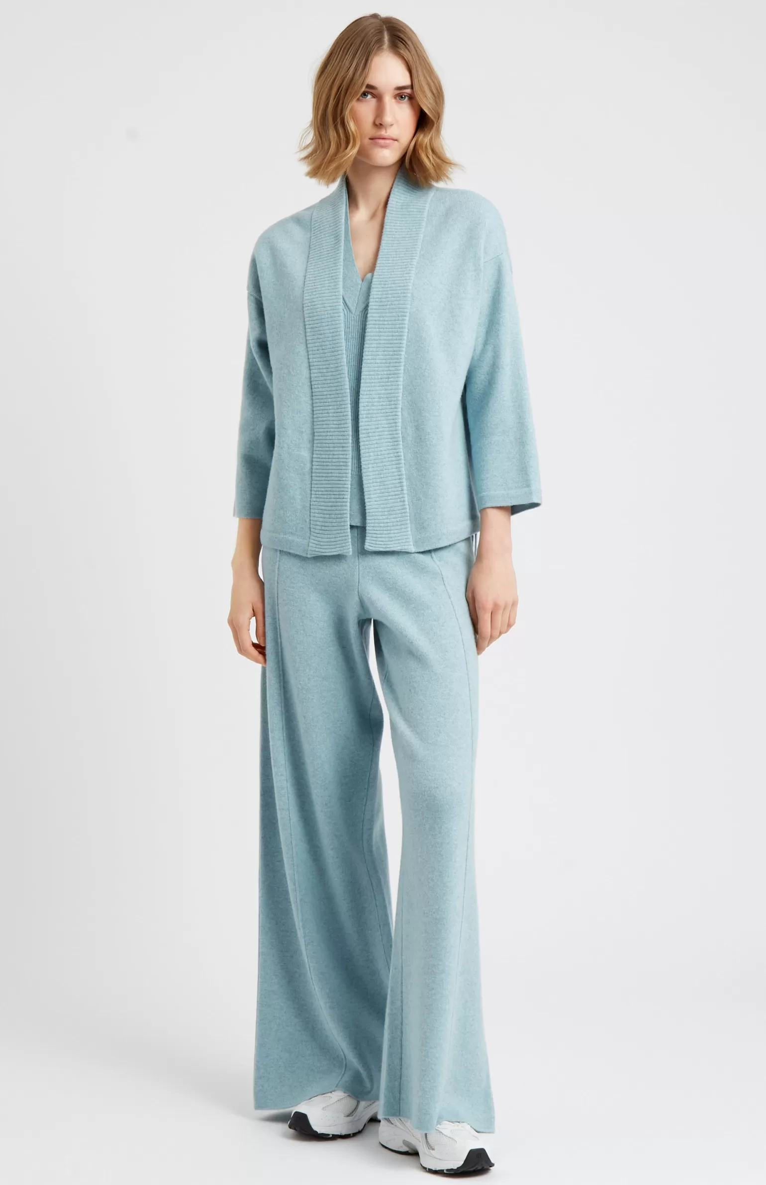 Women Pringle of Scotland Women's Cashmere Blend Wrap Cardigan In Aqua Melange