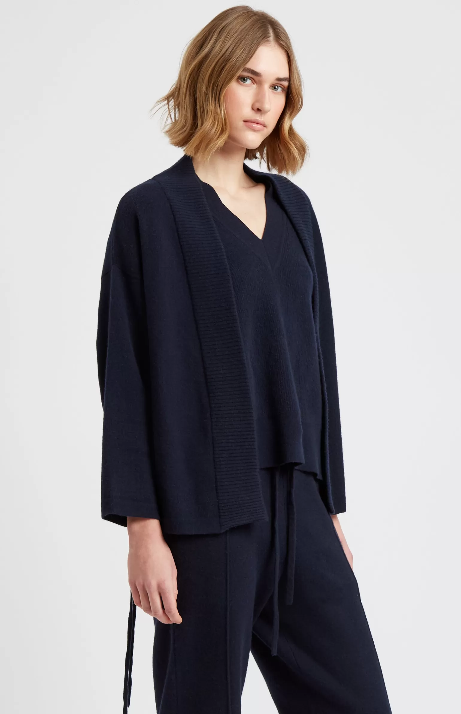 Women Pringle of Scotland Women's Cashmere Blend Wrap Cardigan In Indigo
