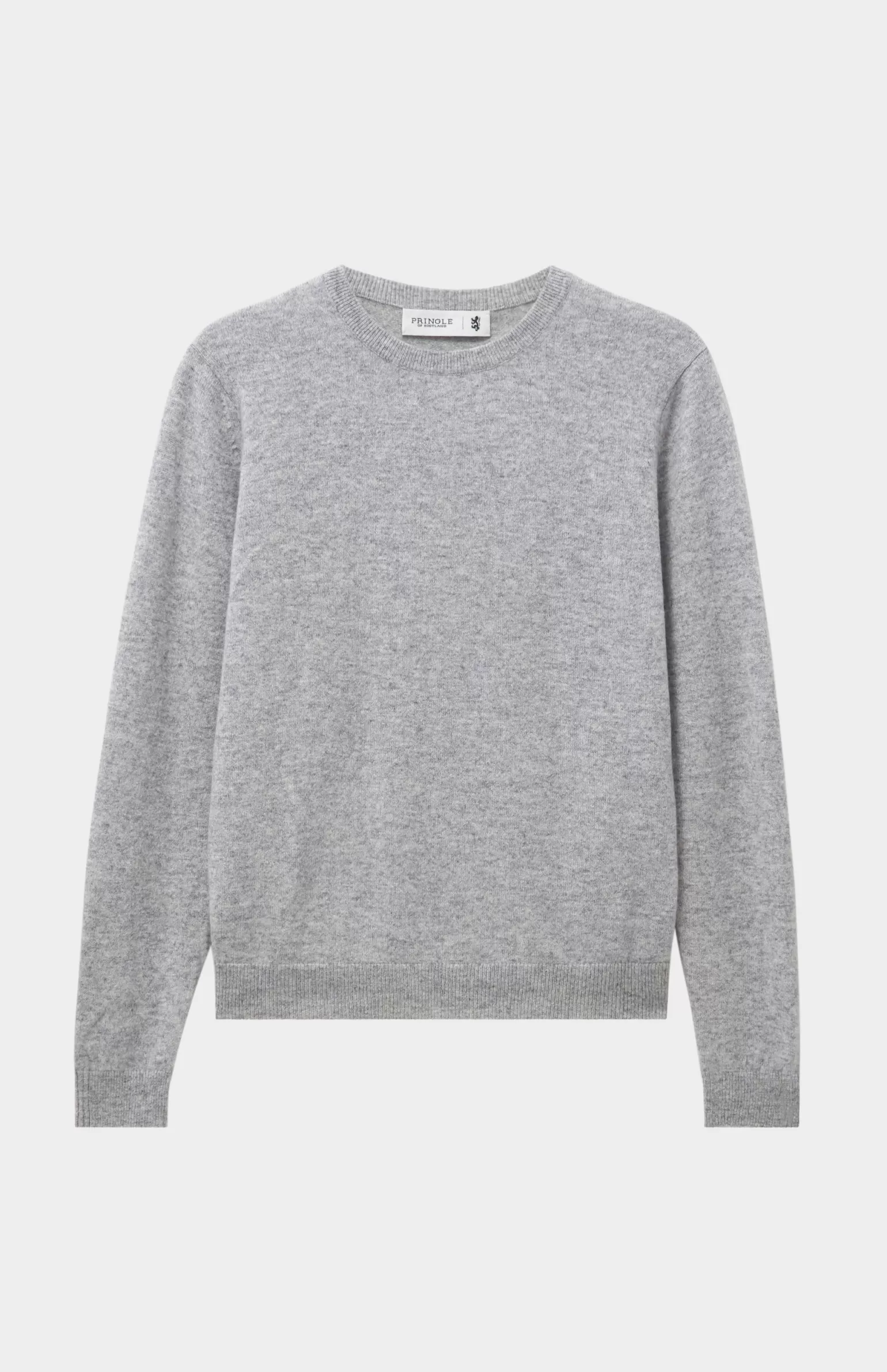 Women Pringle of Scotland Womens Classic Round Neck Cashmere Jumper In Silver Melange