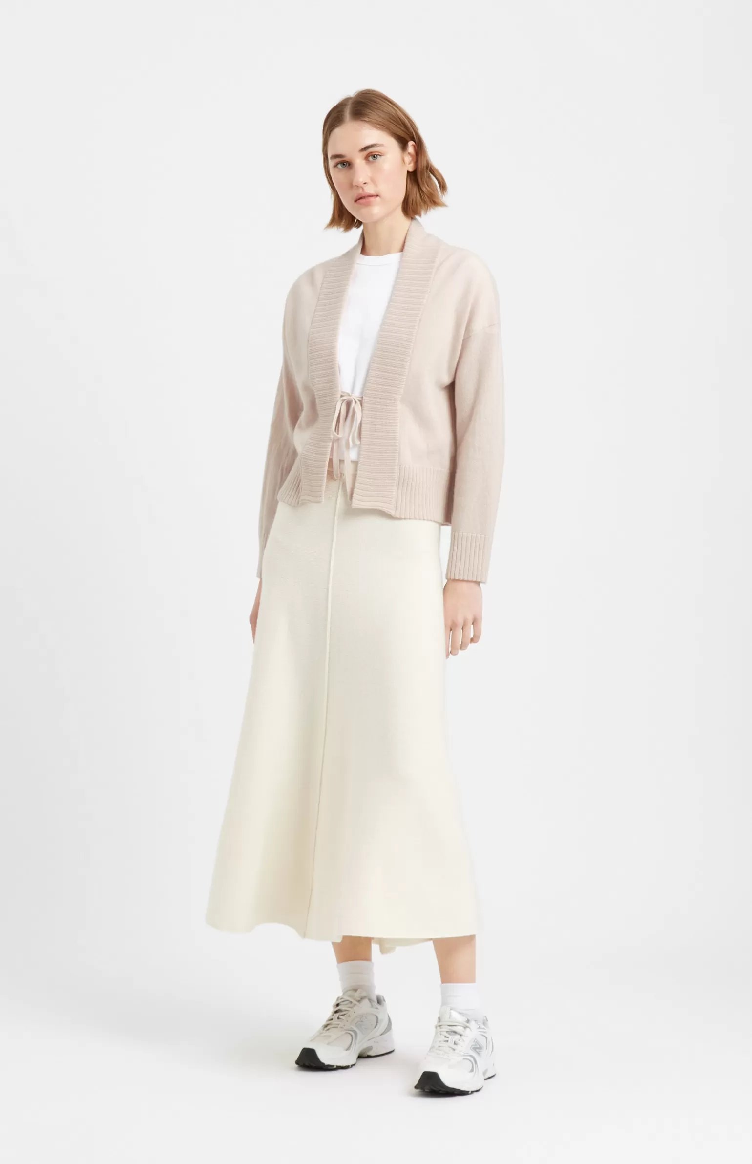 Women Pringle of Scotland Women's Lightweight Cashmere Open Cardigan With Tie In Pastel Pink