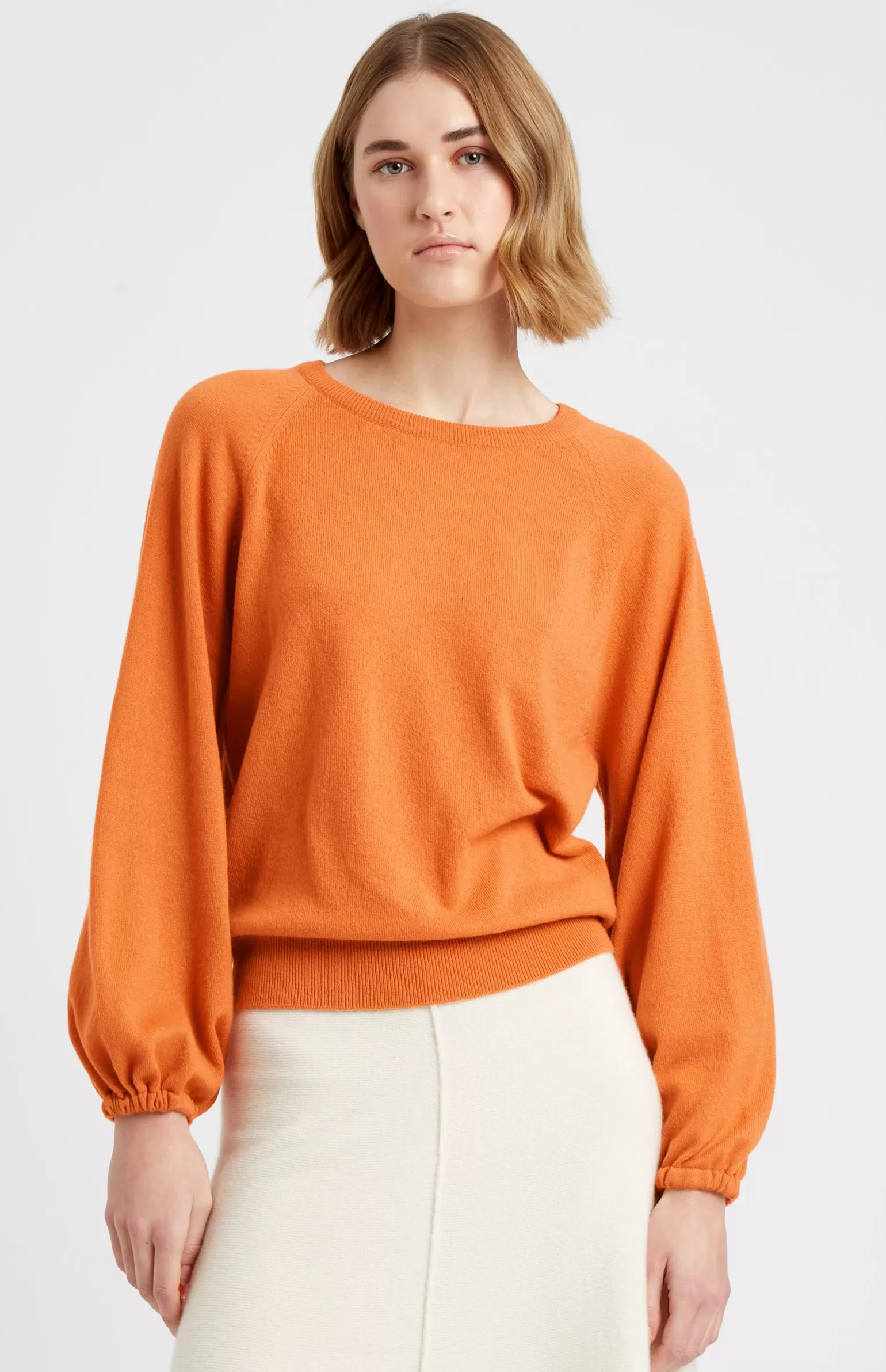 Women Pringle of Scotland Women's Lightweight Round Neck Cashmere Jumper In Burnt Orange