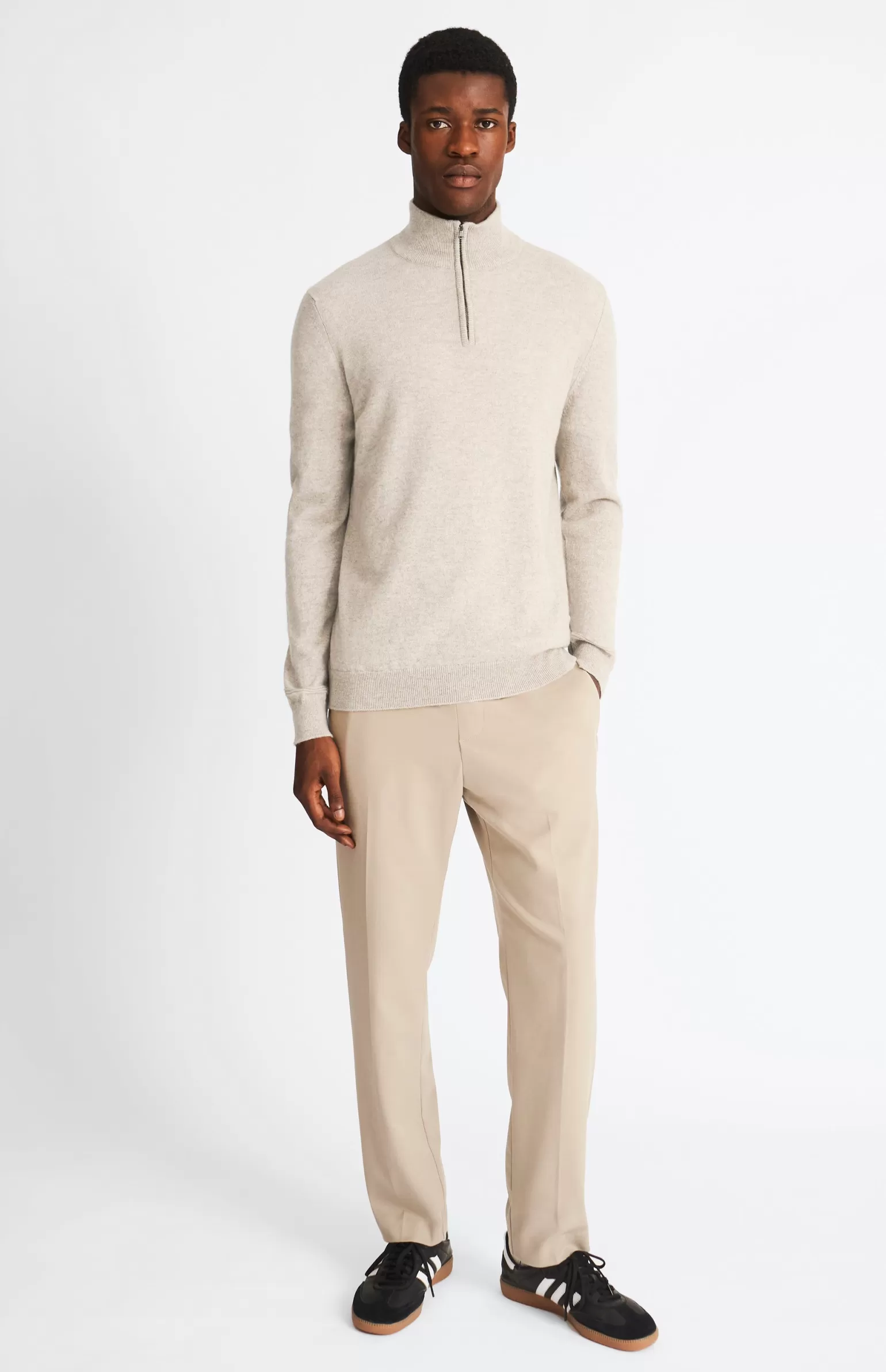 Pringle of Scotland Zip Neck Cashmere Jumper In Dark Natural
