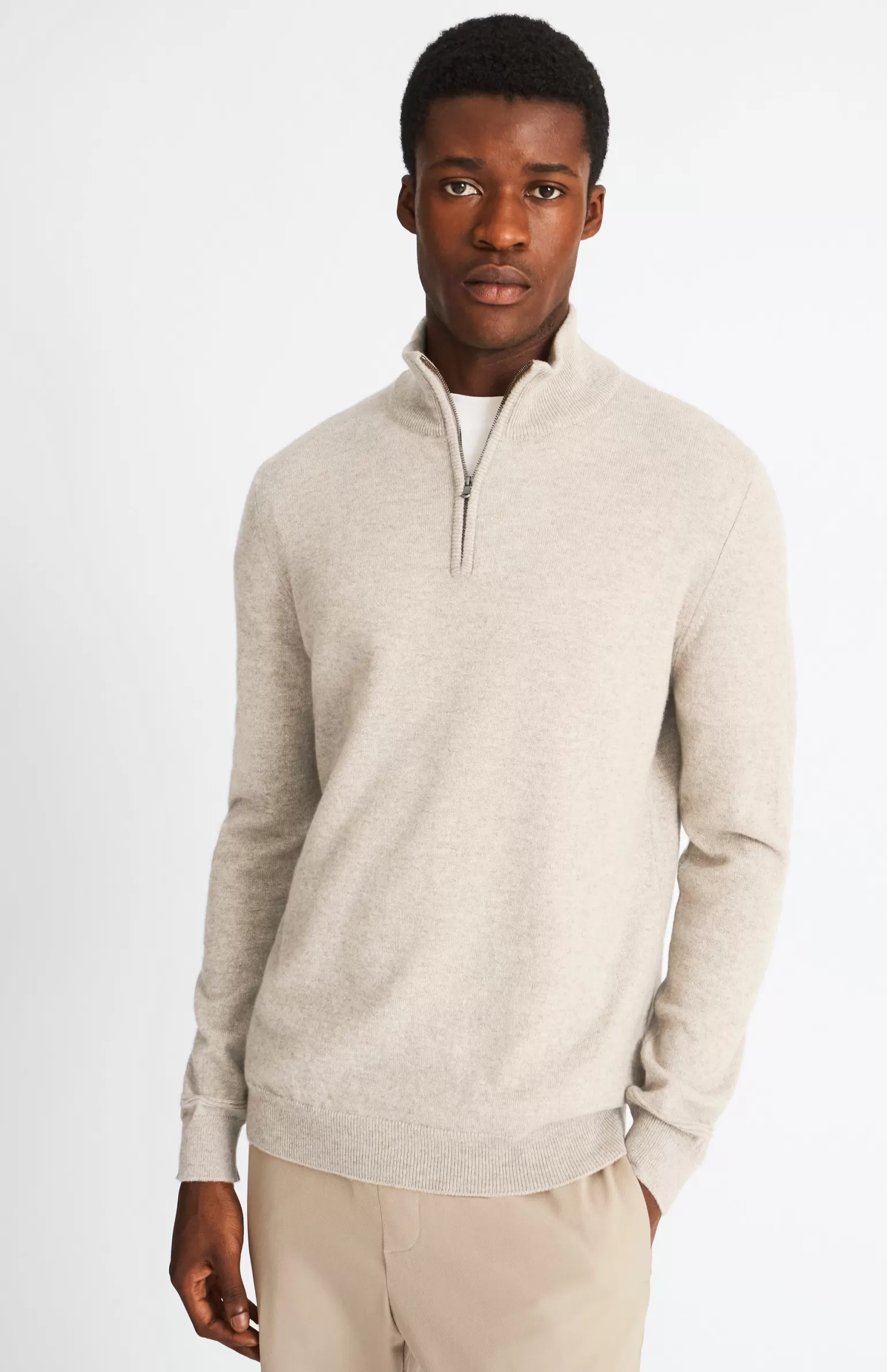 Pringle of Scotland Zip Neck Cashmere Jumper In Dark Natural